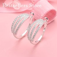 925 Sterling Silver 35mm Exquisite Round Earrings for Women Fashion Party Favors Jewelry Wedding Accessories