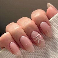 24pcs Almond Solid Color Glossy Fake Nails With Heart-Shaped Design Suitable For Daily Wear By Women And Girls