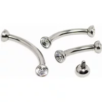 F136 Titanium Piercings Eyebrow zircon Cartilage Earring Piercing Internal thread Eyebrow Curved Barbell Labret Lip Body Jewelry
