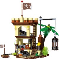 KNEW BUILT Pirate Supply Shipwreck Base Building Block Toy–Simulation Game Toy,STEM Educational Christmas Birthday Gift for Kids