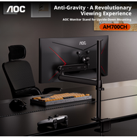 AOC AM700 Premium Aluminum Single Monitor Arm Desk Clamp Mount Monitor Stand Height Adjustable for 17-34" Screens Bearing 2-9kg
