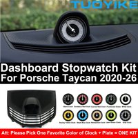 Chronomètre de voiture pour Porsche Taycan 2020-2026, kit d'accessoires comprenant un compteur électronique de temps, une boussole et une horloge centrale pour le tableau de bord intérieur.