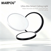 MARPOU Plafonnier intelligent 20 pouces avec télécommande par application, panneau LED ultra-fin, 3 températures de couleur réglables, pour salon et maison