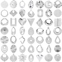 7Pcs/Lot Stainless Steel Embossed Irregular Geometric Charms Finding Filigree Stamping Round Heart Colgantes Jewelry Accessories