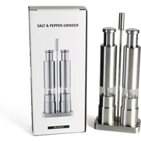 2024 new Manual Salt Pepper Mill GrindeSet Stainless Steel Pepper Mill Salt Set Spice Grinder Containers Adjustable Mill Shakers
