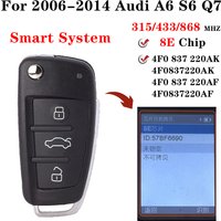 For 2006 - 2015 A6 Q7 S6 RS6 Keyless Go 4F0837220AK 4F0837220AF 4F0 837 220AF Smart Fob Flip Key 8E Chip 315 434 868 MHZ
