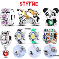 Silver-Plated Cute Panda Charms Beads Fit Original Bracelets Bag Keychain Charms Beads Pendant Diy Women Jewelry Gift