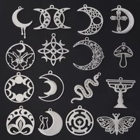 Never Fade 5pcs Flower/Butterfly Moon Cross Mushroom Stainless Steel Pendants For Jewelry Making Supplies DIY Charms Accessories