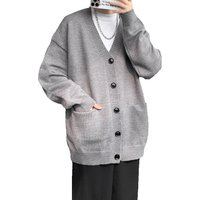 Plus Size 8XL-M Korean Style V-neck Cardigans Men Pocket Design Simple Sweater Autumn New Popular Male Casual Daily Knitted Coat