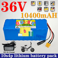 High-Capacity Power 36V 10S4P 10.4Ah 18650 36V 750W 1000W Lithium Battery Pack For Bicycle Scooter Belt BMS