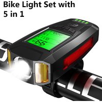 Compteur de vitesse de vélo léger, phare avant de vélo, ordinateur vtt, lampe de poche IP4X 130dB, klaxon d'alarme, cloche, accessoires de vélo