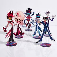 2026 New Anime Black Balloon style LUCIFER Alastor Vox Vincent Market Ver 15CM Acrylic Stand keychain Stand Desk Decor gifts