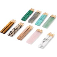2Pcs/Lot 4x40mm Natural Long Rectangular Pendant Healing Reiki Pendants Tiger Eye Howlite Rose Quartzs Charms for Jewelry Making