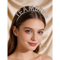 Team Bride Rhinestone Letter Headband European and American Style Bachelorette Party Bridesmaid Headwear Bride Pre-Wedding Party Photo Shoot Headband