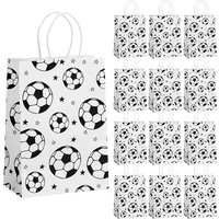 5/10Pcs Soccer Gift Bags Kids Boys Sports Theme Birthday Party Favors Supplies Kraft Paper Football Candy Snack Packaging Bags