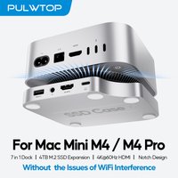 PULWTOP Mac Mini M4 Dock with 4TB SSD Enclosure, USB C HUB Support HDMI 4K 60Hz, USB A 2.0, SD/TF, Audio for Mac Mini M4/M4 Pro