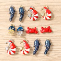 5pcs Cute Marine Life Charms Enamel Crab Lobster Charms Pendants for Jewelry Making Earrings Necklaces DIY Crafts Accessories