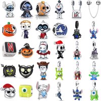 S925 Silver Halloween Gifts Beads Pumpkin Monster Snowman Charms DIY Jewelry Making Accessories for Women