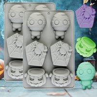 1pc Grey Silicone Halloween Mold 6-Hole Cake Candy Mold for Making Halloween Candies Baking Chocolate Mousse Pudding Jelly