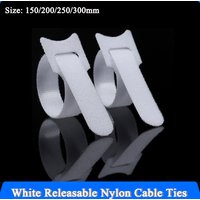 White Releasable Cable Ties Wire Organizer 150 200 250 300mm Nylon Hook Loop Straps Wrap Zip Bundle Bandage Tie Plastics Fasten
