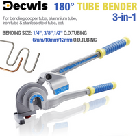 180-Degree Pipe Bender, 1/4 Inch, 3/8 Inch, And 1/2 Inch 3-In-1 Multi-Functional Pipe Bender, For Copper, Aluminum, Iron Pipes
