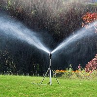 360°Rotary Tripod Sprinkler Adjustable Range Telescopic Irrigation Sprinkler Head Automatic Standing Lawn Watering Sprinkler