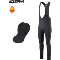 AliExpress HISERWA Winter Cycling Bib Pants Keep Warm Bicycle Tights Breathable 6 Hours Cycling Pants Thermal Fleece Bike Trousers 5-15°C