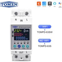 TOMZN 2P 63A AC 110V 230V TUYA WIFI Smart Switch kWh Metering Circuit Breaker Timer with voltage current and leakage protection