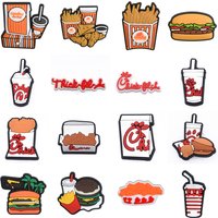 1 Pcs Fast Food Shoe Charms Burger Chicken Fries Drinks Shoes Decorations Clogs Sandals Bracelets Accessories Kids Party Gifts