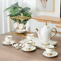 Fashion Bone China Coffee Pot Coffee Cups And Milk Pot Sugar Bowl Coffee Cup Set High-Grade Ceramic Tea Set Teapot Tea Cup Set