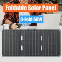 60W Foldable Solar Panel 3-Fold USB Type-C Folding Bag Power Charger For Phone Outdoor Hiking Camping Mobile Power Supplies