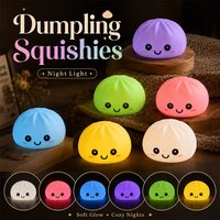 Luminous Multi-Color Steamed Dumpling Squishy Toy, Soft Slow Rebound Squeeze Lamp, Glowing Decompression Night Light for Bedroom