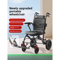 Ultra-lightweight, foldable, compact wheelchair designed for seniors; suitable for travel and can be taken on airplanes.