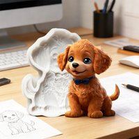 Cute dog silicone mold, reusable resin mold, clay and plaster mold, DIY decorative handmade mold