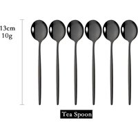 6Pcs Tea Coffee Stir Mini Spoons Small Mirror Stainless Steel Spoon Kitchen Accessories Black Rose Gold Teaspoon Set Wholesale