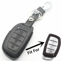 FLYBETTER Genuine Leather 4Button Key Case Cover For Hyundai Tucson Santa Fe Rena Sonata Elantra Creta Ix35 Ix45 I10 I30 I40