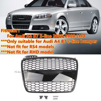 S-line Honeycomb Grill Mesh Front Bumper Grille Cover For Audi A4 B7 s-line 2005 2006 2007 LHD Car Center Black Racing Grille