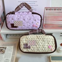 New Handheld Pencil Case Polka Dot Portable Pen Bag Large Capacity Stationery Pouch School Office