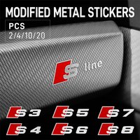 2/4/10Pcs Metal Car Interior Emblem Stickers Decoration Decal Accessories For Audi Sline S3 S4 S5 S6 S7 S8 A3 A4 A5 A6 Q7 valve