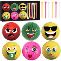 13 Pcs 6 Pack Funny Golf Balls Emotion Face Novelty Trick Golf Balls with 6 Tees and Gift Box , Fun Practice Accessories