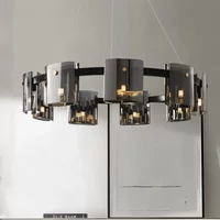 Postmodern LED Amber Smoky Glass Lighting Luxury Ceiling Hanging Chandeliers Dining Table Living Bedroom Pendant Lamps Fixtures