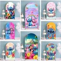 Lilo Stitch Arch Backdrop Cover Tropical Hawaii Baby Shower Kids Birthday Party Double-Sided Arch Photography Background Banner