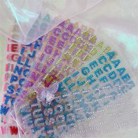 English Alphabet Glitter Colorful Word Stickers, Handmade Decorative Stationery Diamond Stickers Abcd, Children's Dress-Up DIY Stickers