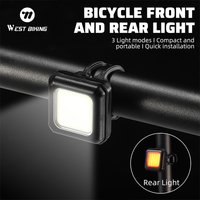 WEST BIKING Bicycle Front/Rear Light 3 Lighting Modes High Visibility Bike Tail Light Portable IPX45 Waterproof Bike Tail Light