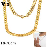 Vnox Thick Miami Cuban Chain Necklace for Men Women Stainless Steel Metal Curb Links Unisex Chokers Long Sweater Chain 3-11mm