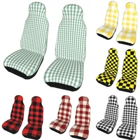 Moss Green Mini Gingham Check Plaid Car Seat Covers Universal Fit for Cars Trucks SUV or Van Geometric Seats Protector Covers