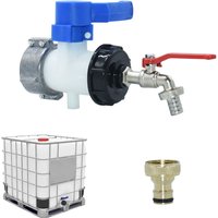 S60 75mm IBC Tank Tap Adapter 16mm Nipple Rain Bucket Fitting 15-16mm Garden Hose Tap Quick Connectr Faucet Alloy Tank Valve