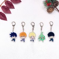 1/5Pcs Anime Figures Mob Psycho 100 Car Keychain Accessories Acrylic Cute Charms Pendant For Bag Key Holder Backpack Decoration