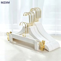 10Pcs Solid Wood Clothes Hanger Closet Organizer Suit Hanger Pants Drying Rack,Gold Hook Wardrobe Storage