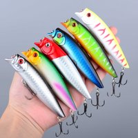 6PCS Popper Fishing Lure Topwater Crankbait Hard Bait Lures Treble Hooks